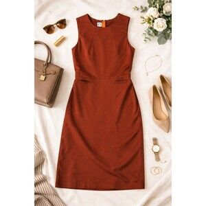 Anne Klein Rust Sheath Dress Size 10 Sleeveless Minimalist Workwear